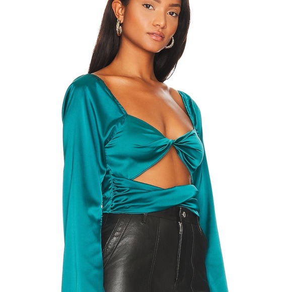 Revolve Front Twist Teal Top - Picture 2 of 6